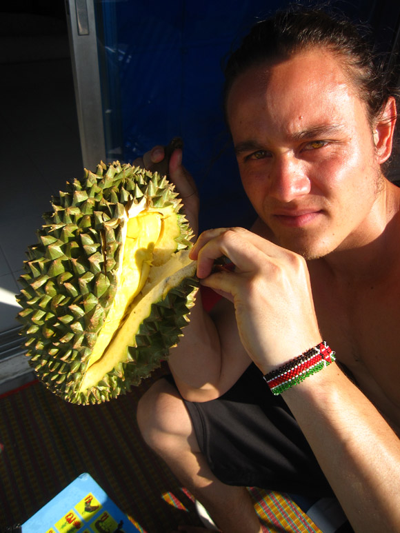 eating durian durian in thailand